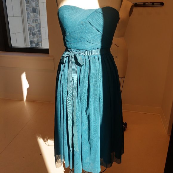 Beautiful Teal Strapless Evening Dress - Picture 4 of 6